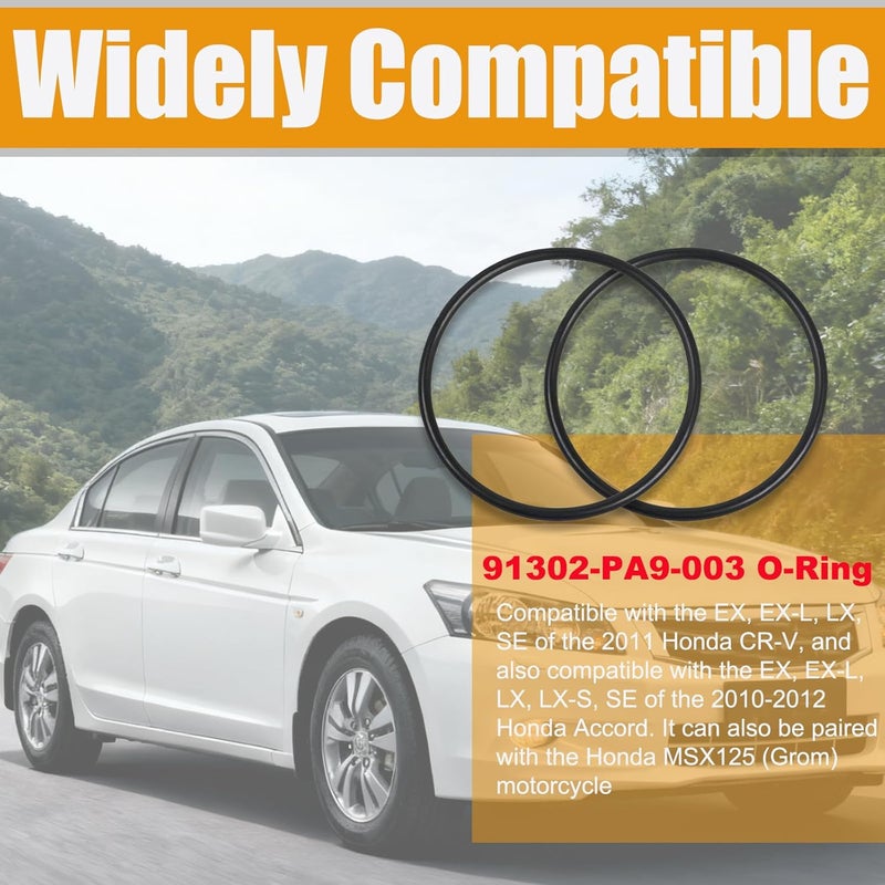 Szuenh 2 pcs 91302-PA9-003 O-Ring,Compatible with Honda, fits 2011 Honda CR-V EX, EX-L, LX, SE Trims, 2010-2012 Accord EX, EX-L, LX, LX-S, SE Trims, and MSX125 (Grom) Motorcycles. - Image 4